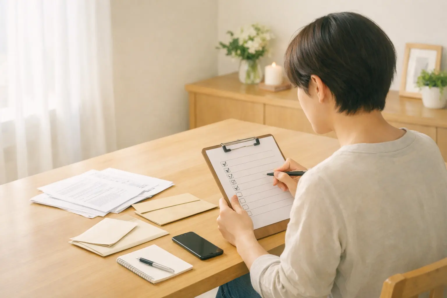 ご家族で手続きや相談先を整理している様子